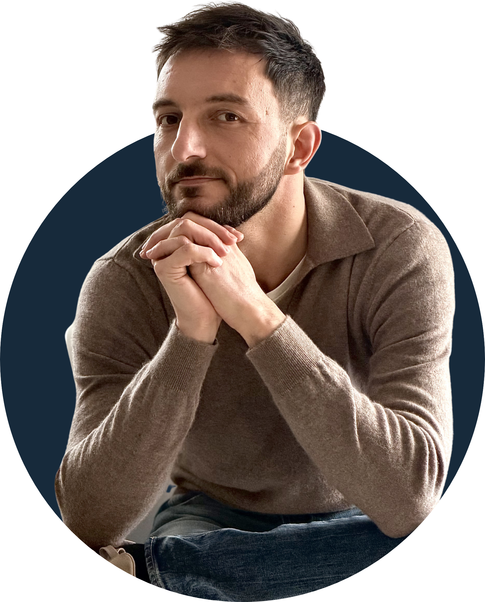 Benjamin Galvan coach OBM IA solopreneur portrait cercle bleu